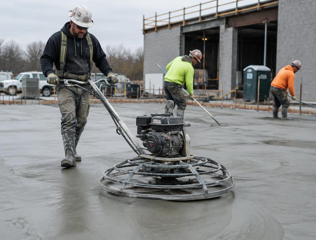 Ultimate Concrete crew finishing a slab